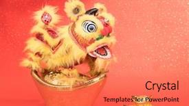  Presentation with chinese traditional - Slides consisting of eastern dance - chinese traditional dancing lion background and a  colored foreground