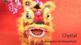  Presentation with traditional dancing - PPT layouts featuring eastern dance - chinese traditional dancing lion background and a red colored foreground