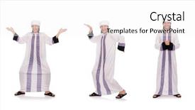  Presentation with arab - Slide deck having eastern dance - concept with arab man isolated background and a white colored foreground