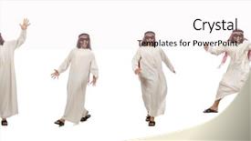  Presentation with arabic music arab man playing - Presentation having eastern dance - happy arab man isolated background and a white colored foreground