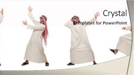  Presentation with arab - Amazing slide set having eastern dance - happy arab man isolated backdrop and a lemonade colored foreground