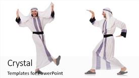  Presentation with buku bahasa arab - Beautiful PPT theme featuring eastern dance - male arab isolated on white backdrop and a  colored foreground