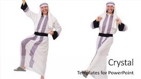  Presentation with arab - Colorful PPT theme enhanced with eastern dance - male arab isolated on white backdrop and a  colored foreground