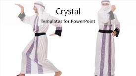  Presentation with arab - Presentation design with eastern dance - male arab isolated on white background and a  colored foreground