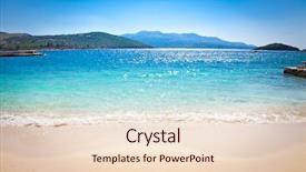  Presentation with albania - Audience pleasing presentation theme consisting of eastern europe - beautiful sandy ksamil beach backdrop and a lemonade colored foreground