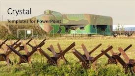  Presentation with czech republic - Presentation design consisting of eastern europe - bunker near satov czech republic background and a coral colored foreground