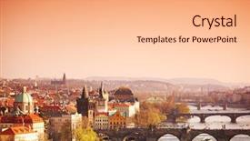  Presentation with bridge - Slide deck with eastern europe - charles bridge background and a coral colored foreground