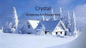  Presentation with power plug winter - Cool new PPT theme with eastern europe - cottage in winter orlicke hory backdrop and a teal colored foreground