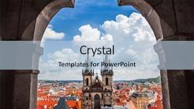  Presentation with waikiki old - Theme consisting of eastern europe - old town square in prague background and a light blue colored foreground