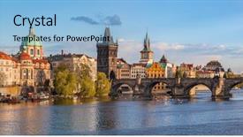  Presentation with republic day - Amazing PPT layouts having eastern europe - prague czech republic panorama backdrop and a light blue colored foreground