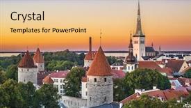  Presentation with eastern - Cool new slide set with eastern europe - skyline of tallinn estonia backdrop and a lemonade colored foreground