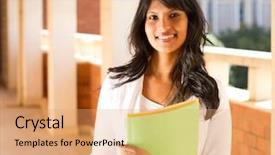  Presentation with school building - Slide deck consisting of eastern indian - beautiful young college student background and a coral colored foreground