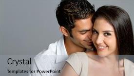  Presentation with indian couple - Cool new presentation theme with eastern indian - young happy multiracial couple backdrop and a light gray colored foreground