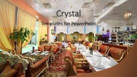  Presentation with indian restaurant - PPT layouts enhanced with eastern interior of luxury restaurant background and a coral colored foreground