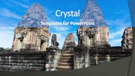  Presentation with complex - Audience pleasing PPT layouts consisting of eastern mebon temple at angkor backdrop and a teal colored foreground