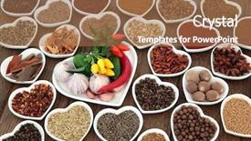  Presentation with heart shaped book page - PPT theme consisting of eastern medicine - herb and spice ingredients background and a coral colored foreground