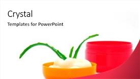  Presentation with cream - PPT theme with eastern medicine - jar of cream with aloe background and a  colored foreground