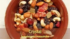  Presentation with healthy snack - Presentation design having viande - easy and healthy snack nuts background and a tawny brown colored foreground