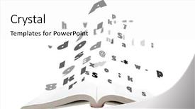  Presentation with business book - Amazing slides having easy business opend - concept of text fly form backdrop and a  colored foreground