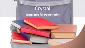  Presentation with tan book stack stacks of books - Presentation theme consisting of try something new breaking recent background and a light gray colored foreground.