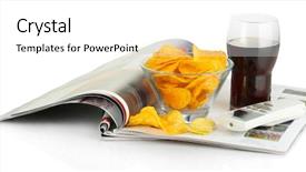  Presentation with remote - PPT theme enhanced with easy button - chips in bowl cola background and a  colored foreground