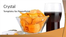  Presentation with remote hearing - PPT theme featuring easy button - chips in bowl cola background and a  colored foreground