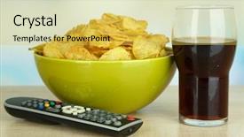  Presentation with satellite remote sensing resolution - Colorful presentation enhanced with easy button - chips in bowl cola backdrop and a  colored foreground