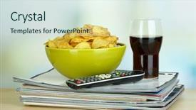  Presentation with satellite remote sensing and sig - Colorful slide deck enhanced with easy button - chips in bowl cola backdrop and a  colored foreground