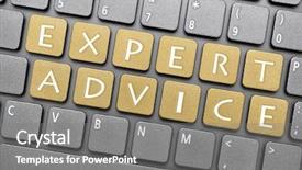  Presentation with artificial intelligence expert system - Presentation theme featuring easy button - expert advice key on keyboard background and a gray colored foreground