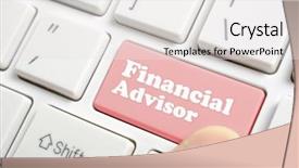  Presentation with key - Cool new PPT layouts with easy button - pressing financial advisor key backdrop and a white colored foreground