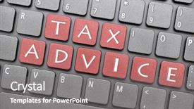  Presentation with tax communication - Colorful PPT theme enhanced with easy button - tax advice key on keyboard backdrop and a gray colored foreground