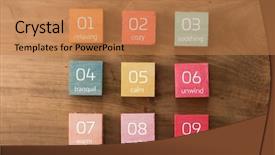  Presentation with taste - Slide deck having easy button - terms for a relaxing service background and a  colored foreground