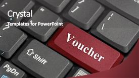  Presentation with keyboard - Presentation design with easy button - voucher on keyboard background and a dark gray colored foreground