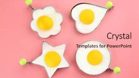  Presentation with molds - Audience pleasing PPT theme consisting of easy foods cook - fried sunny side up eggs backdrop and a lemonade colored foreground