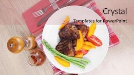  Presentation with caribbean food puerto rican beef - Presentation theme with easy foods cook - meat food grilled beef fillet background and a coral colored foreground