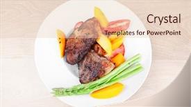  Presentation with caribbean food puerto rican beef - Slide deck enhanced with easy foods cook - meat food grilled red beef background and a lemonade colored foreground