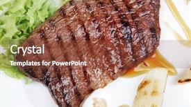 Presentation with food green earth - Cool new slide set with easy foods cook - meat food grilled steak backdrop and a tawny brown colored foreground