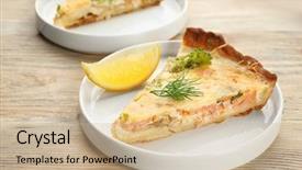  Presentation with piece of the pie - Theme enhanced with easy foods cook - plate with piece of tasty background and a coral colored foreground