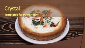  Presentation with rustic wood wooden frame - Audience pleasing theme consisting of easy foods cook - salmon pie on wooden background backdrop and a tawny brown colored foreground