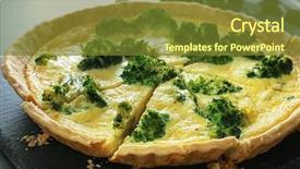  Presentation with cell culture plate - Slides having easy foods cook - tasty broccoli quiche on slate background and a tawny brown colored foreground