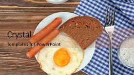  Presentation with egg - Presentation design with easy fried egg with sausages background and a red colored foreground