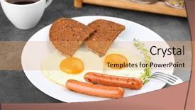  Presentation with tea cup - Amazing slide set having easy fried eggs with sausages backdrop and a yellow colored foreground