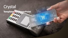  Presentation with mobile money - Presentation theme consisting of easy paying with mobile phone background and a gray colored foreground