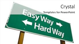  Presentation with way - Cool new PPT theme with easy way hard way road backdrop and a white colored foreground