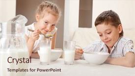  Presentation with breakfast children - Amazing slide deck having eat breakfast family eating cereal backdrop and a lemonade colored foreground
