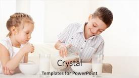  Presentation with breakfast children - Colorful slides enhanced with eat breakfast family eating cereal backdrop and a lemonade colored foreground