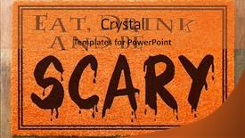  Presentation with scary devil nun for halloween - Colorful presentation theme enhanced with eat drink and be scary backdrop and a gold colored foreground