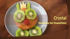 Presentation with pancake - Presentation theme with eat frog - plate with creative homemade pancake background and a tawny brown colored foreground
