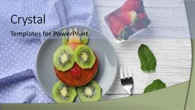  Presentation with chinese food chinese pancake - Audience pleasing presentation theme consisting of eat frog - plate with creative homemade pancake backdrop and a light blue colored foreground