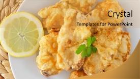  Presentation with spanish - Presentation theme with eat frog - plate with spanish rape rebozado background and a yellow colored foreground